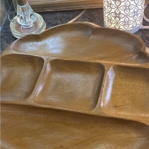 Vintage Wooden Divided Serving/Display Rotating Riser